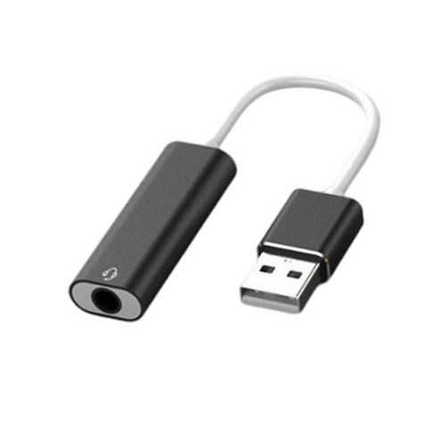 Linux용 마이크 이어폰 컴퓨터용 USB 사운드 카드 프로스트 3.5mm 사운드 카드, 길이 x 너비 6.77x0.51inch., 알루미늄 합금, 검은 색