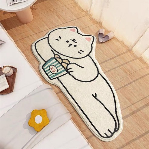 캐시미어 카펫 침실 귀여운 캐릭터 호랑이 매트 욕실 화장실 물흡입 매트 베드 담요, 귀요미 - 나른한 고양이 8