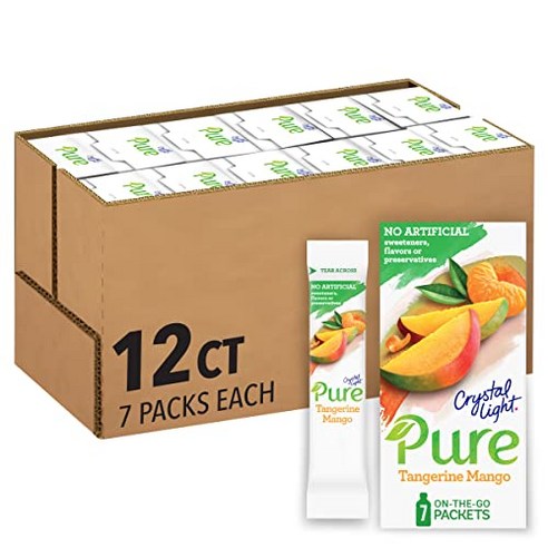 크리스탈 라이트 Crystal Light 퓨어 탠저린 망고 On-The-Go 파우더 드링크 믹스 0.14 oz (7팩), mango/ tamgerine_0.14 Ounce (P, 7개