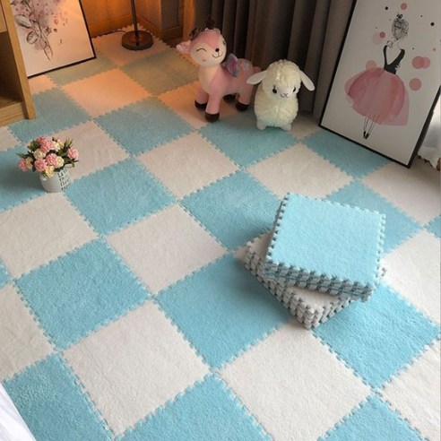 센티브 벨벳조립매트 층간소음방지 퍼즐매트 DIY 조립식 거실매트, 4p, 스카이, 1개