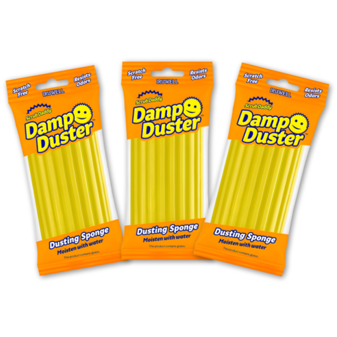 [100%정품] 스크럽대디 먼지 더스트 청소 스펀지 Scrub Daddy Damp Duster 회색, 3개