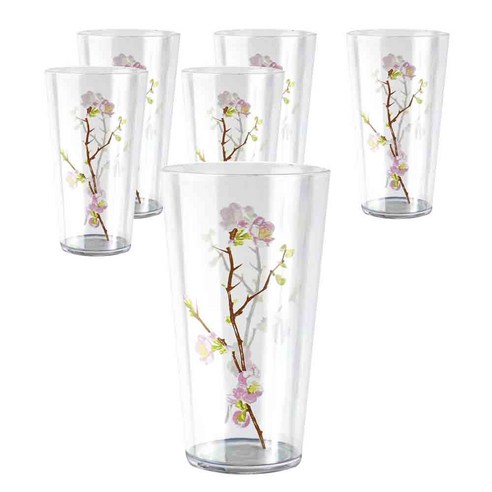 코렐 아크릴릭 라운드 글래스 일반 물컵 561.9ml, Cherry Blossom, 6개입