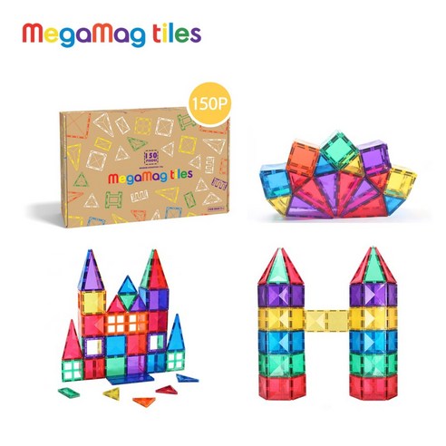 메가맥타일즈 레인보우컬렉션 150p 자석블럭 교구, 아이들의 창의력을 키우는 최고의 선택 메가맥타일즈