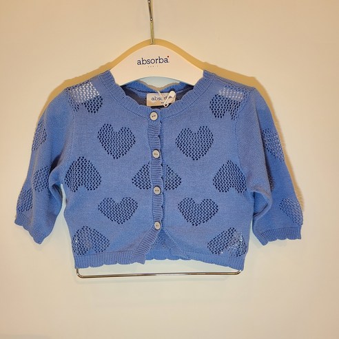 압소바 중계점#영유아 간절기 가디건 하트 패턴 여름 가디건 남여 공용 프해 니트 가디건