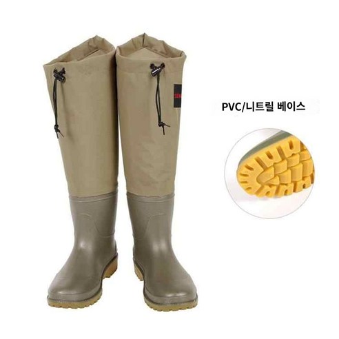 낚시장화 갯바위신발 장화 선상 낚시신발 미끄럼방지 갯바위 데크 뱀장화 낚시 물장화 부츠, 05.5013J 라이트 카키 고무창