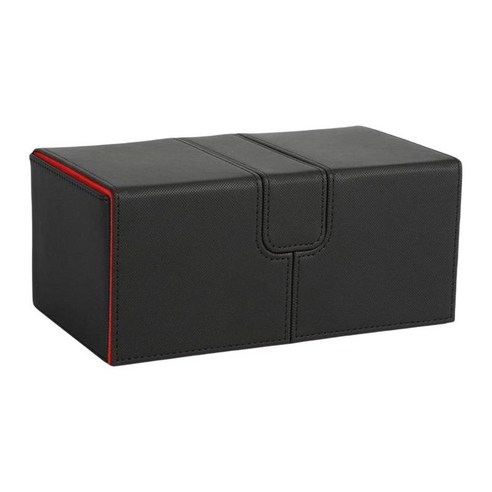 트레이딩 카드 데크 박스 홀더 오거나이저 컬렉션 카드 보관 표준, 20.2cmx11.5cmx9cm, PU 가죽, 검은색