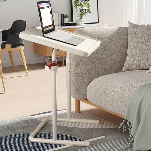 Frokom 높이조절 각도조절 소파 침대 사이드테이블 노트북책상, 바퀴형, 베이지