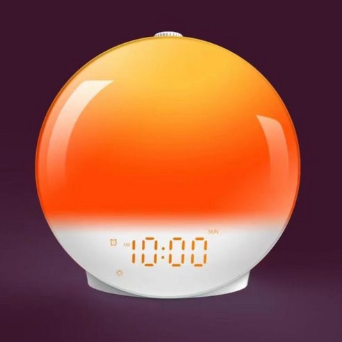 인공태양알람시계 일출 무드등 알람 무소음 디지털 시계 인테리어 LED 라이트, A