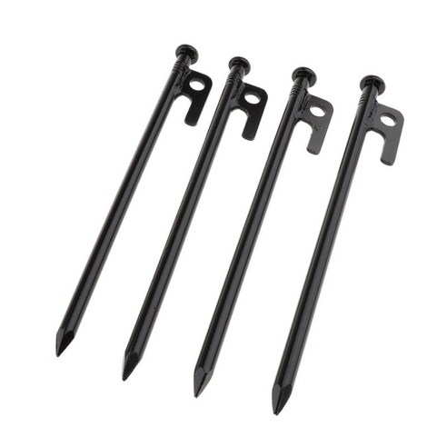 4pcs 강철 텐트 못 - 원예 접지 못 - 로프 구멍 커넥터가 있는 캠핑 말뚝 녹 방지 초경량, {"수건소재":"금속"}, 블랙