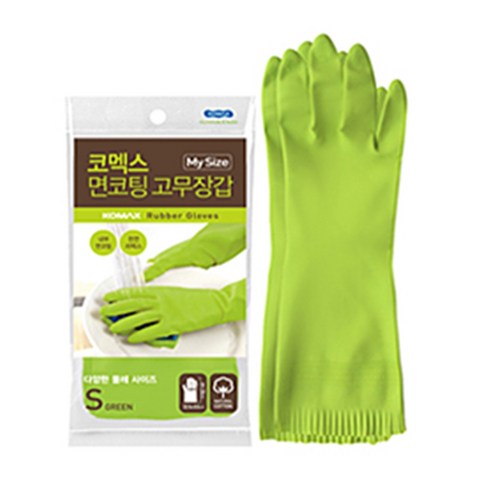코멕스 마이사이즈 면코팅 고무장갑, 그린, 소(S), 2개