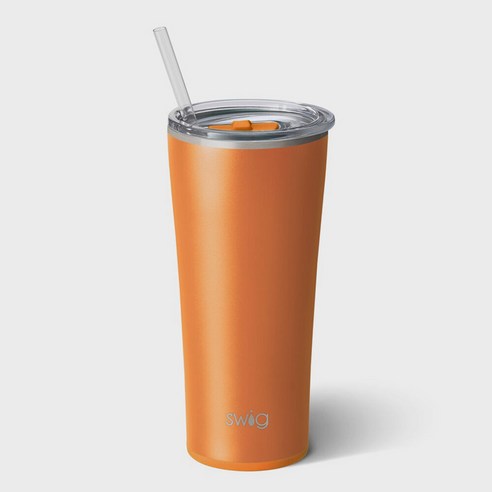 스위그 스텐 보온 보냉 매트 텀블러 22oz(652ml) + 빨대 포함, Matte Orange
