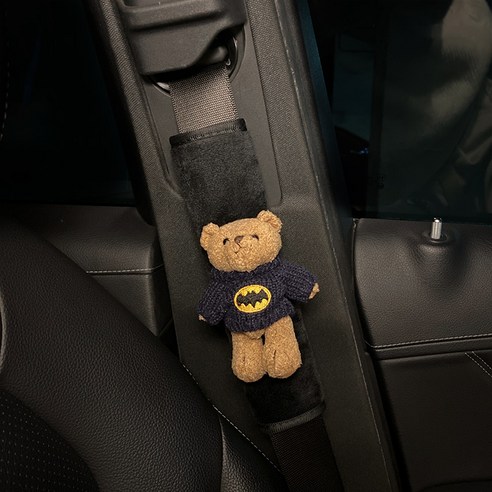자동차 안전 벨트 어깨 패드 만화 귀여운 자동차 안티 몸을 보호 커버 사계절 범용 소프트 안전 벨트 인테리어, 하나, 블루베어-플러시숄더커버싱글