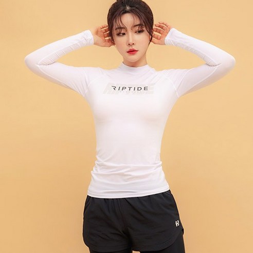 헤링본 여성용 긴팔 래쉬가드 슬림핏 수영복 빅사이즈 비치웨어 휴양지 바캉스룩 RD304W