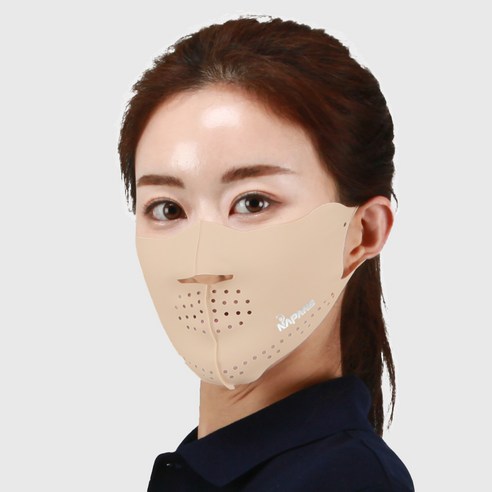 네이팡 슬림 에어홀 남녀공용 자외선 차단 스포츠 운동 안면 입체 쿨링 마스크, 다크스킨23