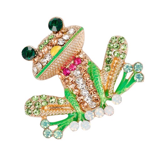 유행 동물성 개구리 모조 다이아몬드 사기질 브로치 핀 결혼식 장신구