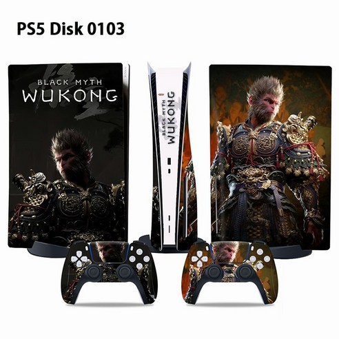 PS5 / PS5 Slim 검은신화 오공 스티커 콘솔 + 컨트롤러 스티커, 6세트, PS5 Disk 0103