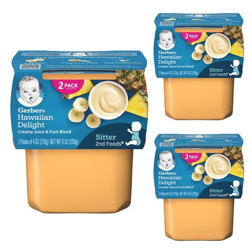 거버 어린이 액상 식품 113g 2개입, 하와이안 딜라이트(Hawaiian Delight), 226g, 3개