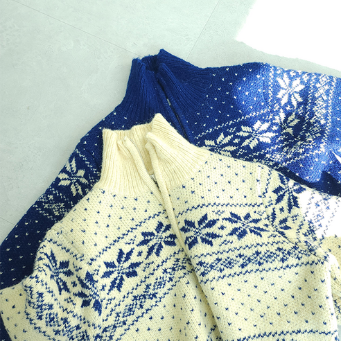 [웨딩나우ㅣ강추] 크리스마스 니트 노르딕 집업 투웨이 눈꽃 가디건 겨울 자켓 하이넥 자가드 [WeddingNOWㅣ추천]