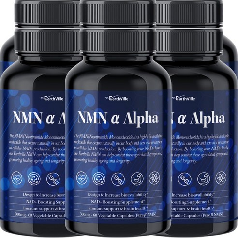 어스빌 NMN 99.9% 고순도 NAD+ 영양제 ALPHA 500mg, 6개, 60캡슐