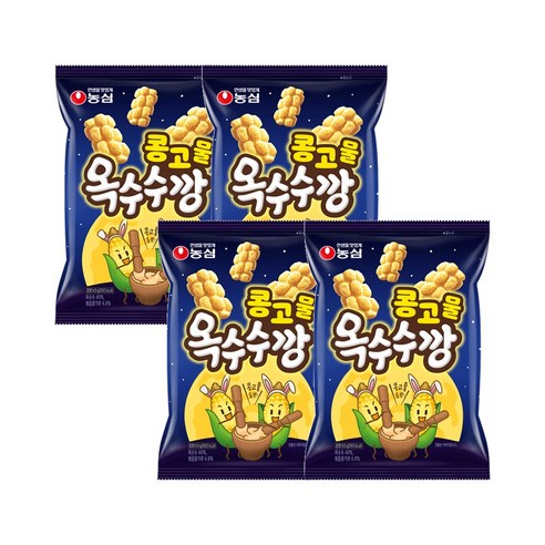 농심 딸기 바나나킥 60g x 4봉지 + 농심 콩고물 옥수수깡 60g x 4봉지, 4개