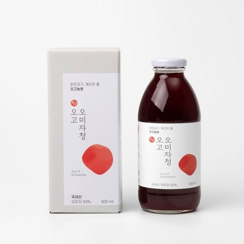 기타 [오고농원] 오고 오미자청 500ml 청년농부 연천오미자, 1개