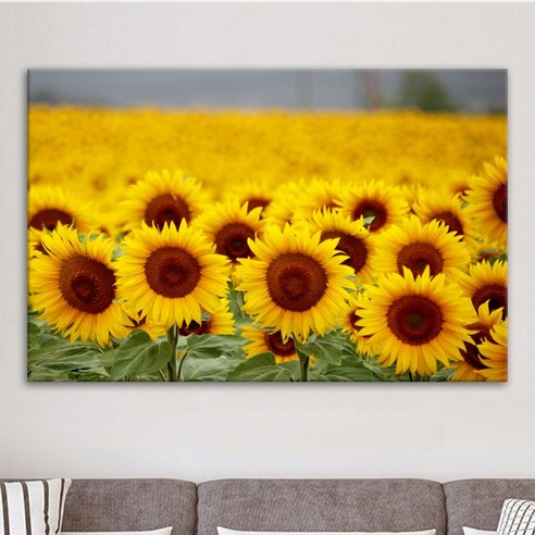 풍경화 해바라기 내장 액자 실내 포스터 침실 식물 그림 화분 프레임 포스터 그림 금 빛나는 태양 꽃 바다, 20X30CM, 01