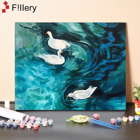 FiIIery DIY명화그리기 피포페인팅 풍경화 인물화그리기 그림그리기 세트 40 x 50cm, 49-새끼오리 세 마리, 1개