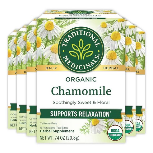 트래디셔널 메디셔널 카모마일 허브티 16티백 6팩 Traditional Medicinals Organic Chamomile Herbal Leaf Tea,