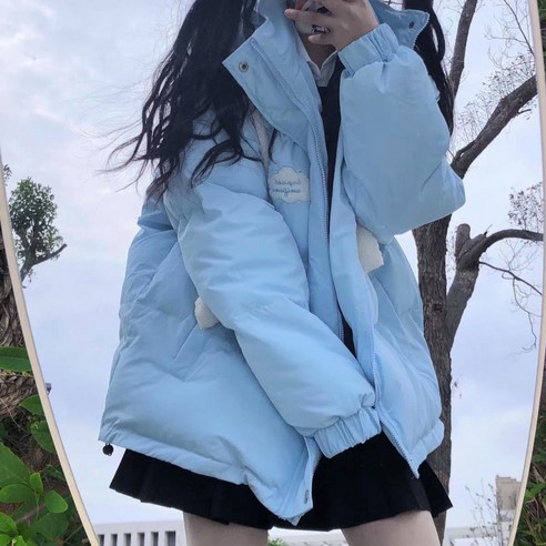 KORELAN 소프트 찹쌀 우유 파란색 귀엽다 토끼 솜옷 면복 여동 디자인감