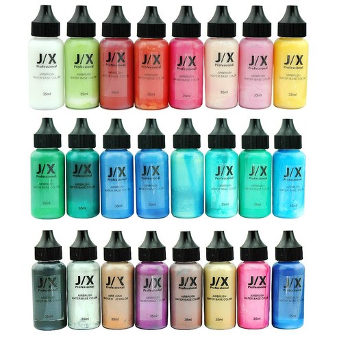 추천제품 J.X Professional 수성 에어브러쉬 물감 워터베이스 컬러 35ml 일반색 24종