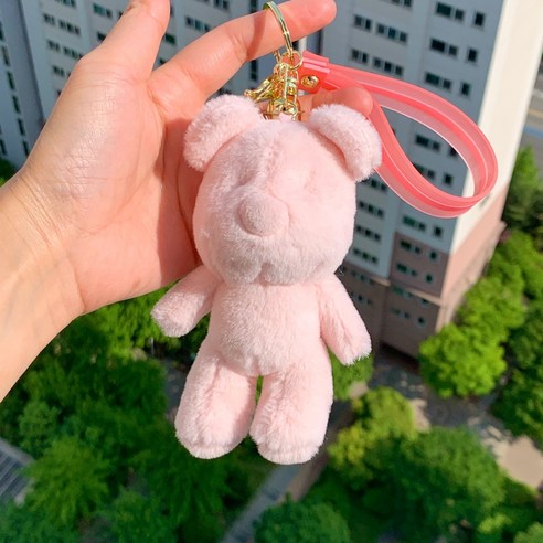 걸스코코 베이비캔디베어키링 귀여운 봉제인형 키링 에어팟 가방 열쇠고리, 핑크, 1개