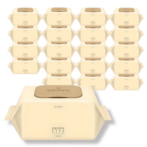 브라운 라이프 베이지 엠보싱 대용량 아기물티슈 캡형, 50g, 100개입, 20개