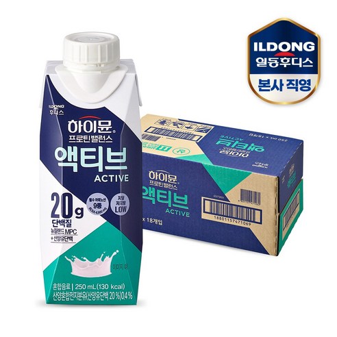 일동후디스 하이뮨 프로틴 밸런스 액티브 250ml 1박스(18개입), 18개 Best Top3 일동후디스 하이뮨 프로틴 밸런스 액티브 250ml 1박스(18개입), 18개 Best Top3