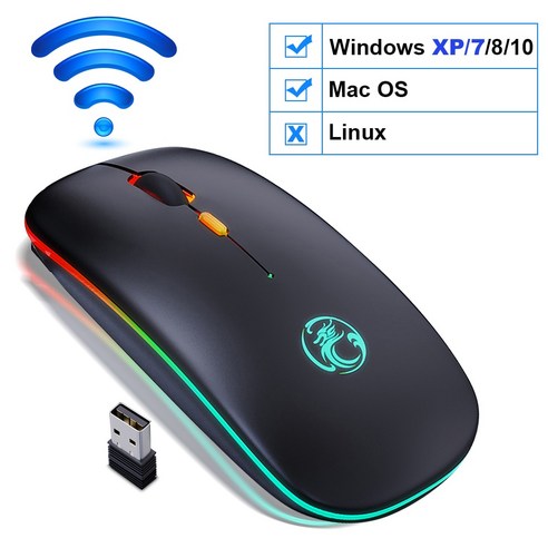 [ZQ] 무선 마우스 블루투스 Rgb 충전식 마우스 무선 컴퓨터 침묵 Mause Led 인체 공학적 게임 마우스, 무선 블랙, 하나