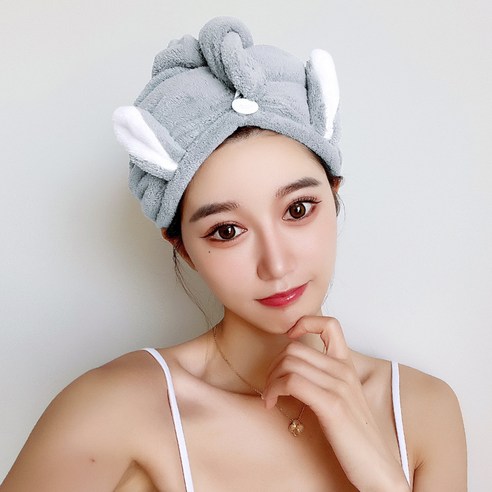 토끼귀 드라이 모자 흡수 속도 건조 부드럽다 편안하다 두껍다 여자 귀엽다 드라이 모자, 성인용:25x65cm±2cm/어린이용:19*56cm±, 엷은 회색
