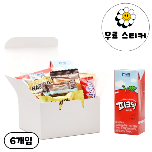 단체간식 주스세트 꾸러미 상자 어린이집 선물 생일 답례품 학교 교회 행사 올인원 + 스티커, 12개, 간식세트