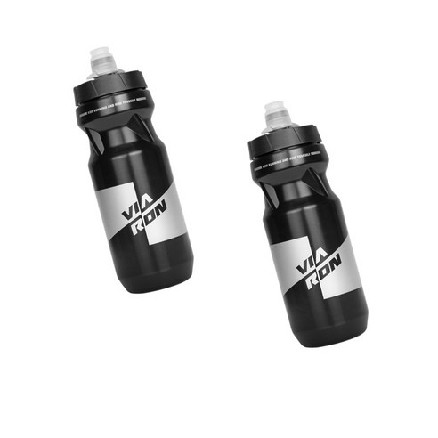 2x야외 자전거 블랙에 대 한 650ml 짜기 물병 스포츠 물병, PP 실리콘, 검은 색