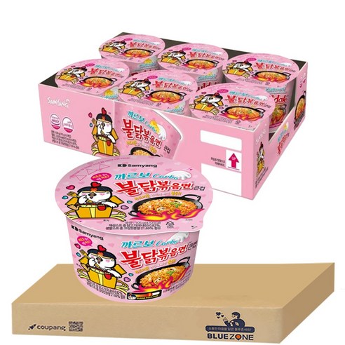 블루존 까르보 불닭볶음면 큰컵 105g (6입), 6개