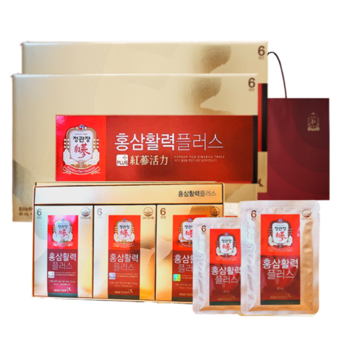 정관장 6년근 홍삼정 홍삼활력 60포 2400ml 플러스 쇼핑백 새해 부모님 면역력 설 명절 부모님 선물세트 1개, 1세트(30포 2개), 1200ml