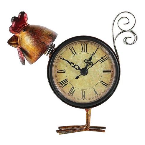 로마 디지털 테이블 시계 레트로 골동품 레트로 시계 치킨 모양의 홈 장식, 다색, 금속