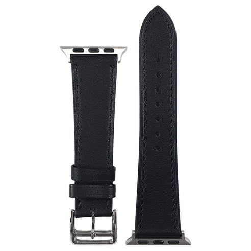우먼스9999 애플 워치 호환 7 SE 6 5 4 3 싱글투어 가죽 스트랩, 04. 느와르 38/40/41mm
