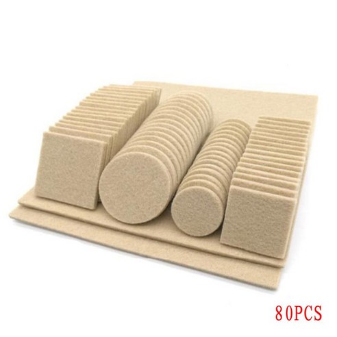펠트 패드 80/130pcs 단단하고 고르지 않은 표면 캐비닛 책 책상 보호, 크림 같은 흰색, 80pcs