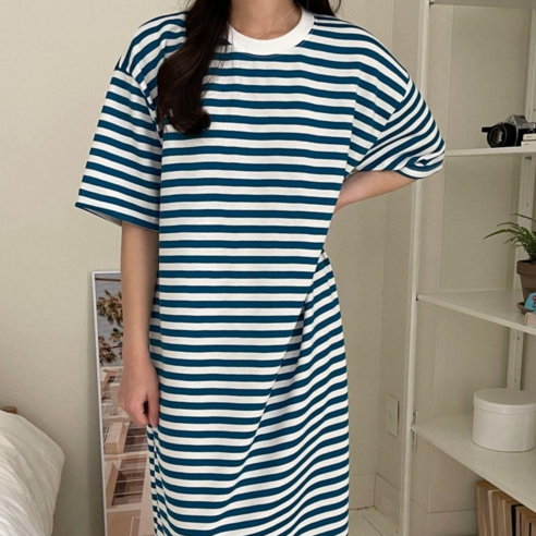 [오케이나우ㅣ인기상품] 여름에 어울리는 편안함과 스타일의 조화: 바이위시 빅사이즈 단가라 반팔 롱 원피스 [OKNOWㅣ추천상품]