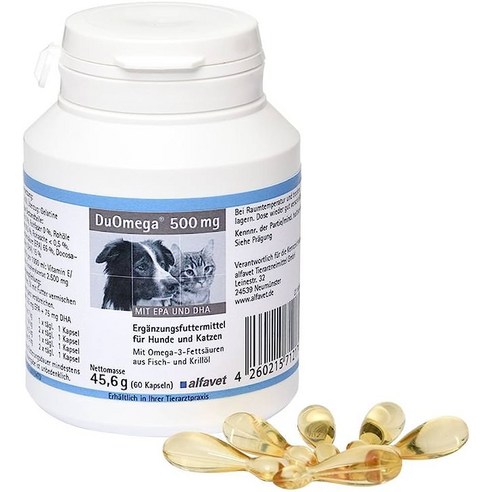 ALFAVET 두오메가 500mg/1000mg 강아지 고양이용 45.6g 60캡슐, 1000mg, 1개