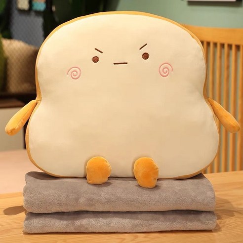 DFMEI 아이디어 베개 이불 겸용 사무실 낮잠 베개 담요 2합 1기자동차 쿠션, DFMEI 화가 토스트, 베개 45*40cm (담요)