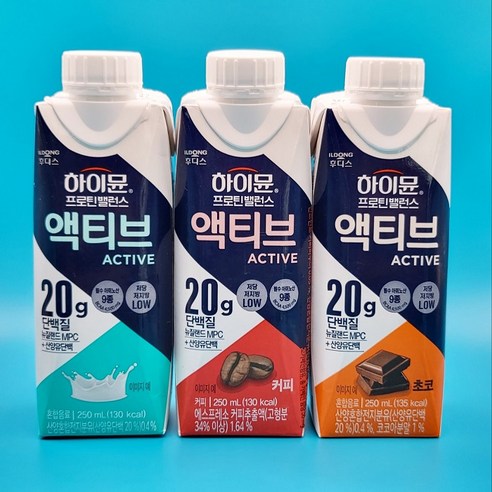 일동 하이뮨 프로틴밸런스 액티브 오리지널 3개+초코 3개+커피 3개(총 9개) 구성, 250ml