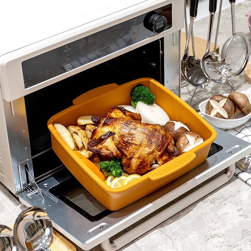 소노리떼 국산 실리콘 특대형 에어프라이어팟 3.2리터 오븐 전자레인지 사각 용기, 1개, 퍼플그레이