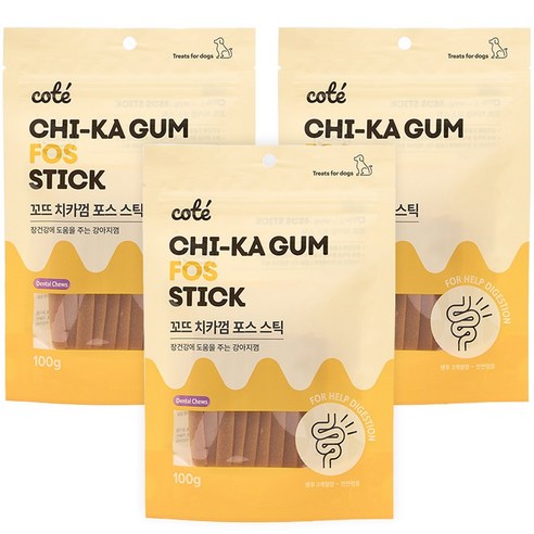 꼬뜨 강아지 치카 스틱 덴탈껌, 포스, 100g, 3개