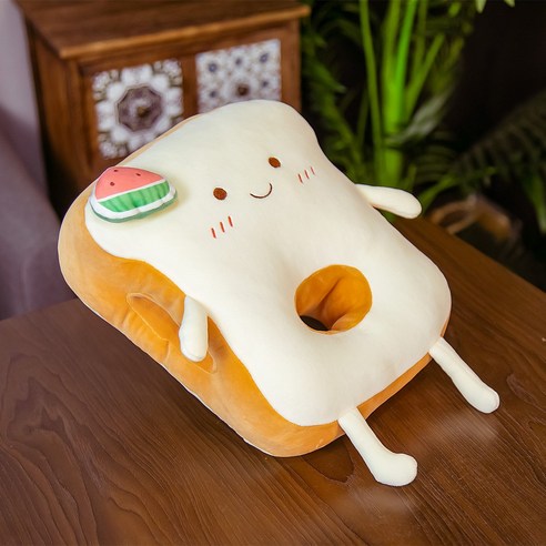 토스트 빵 낮잠 베개 교실 쿠션 베개 자다 다기능 사무실 여름 작은 베개, 수박., 32*28*8cm