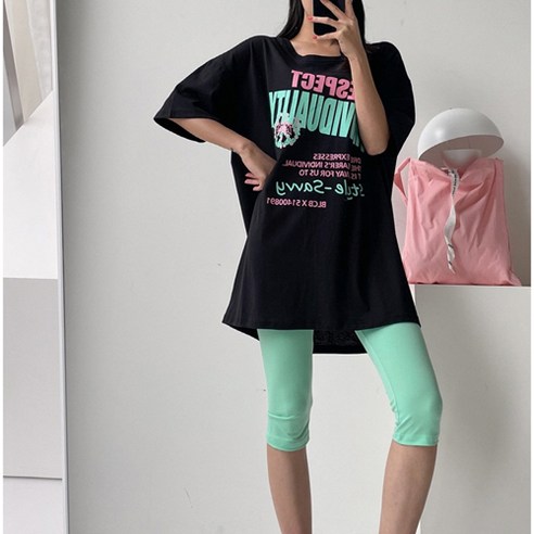 라라온 여성용 르티아 6부 레깅스 티셔츠 세트